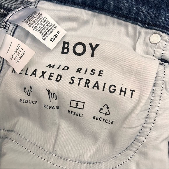 Lucky Brand Blue Boy Mid-Rise Relaxed Straight Leg Distressed Jeans Size 12/31 - Picture 9 of 13